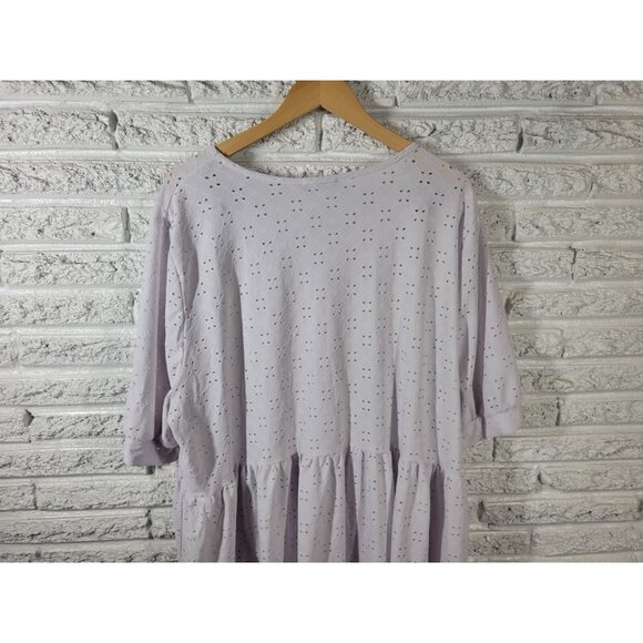 Boohoo Women Top 22 Plus 3/4 Sleeve White Eyelet Comfort Waist Poly Blend WHI15E - Picture 6 of 8